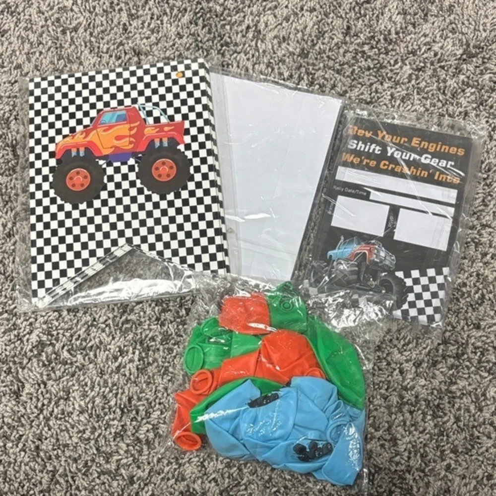 Monster Truck Party Banner and Balloons Set